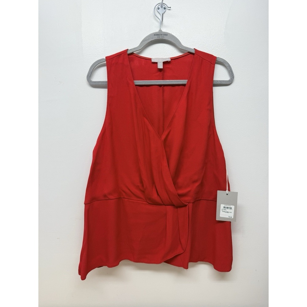 Chelsea28 Red Wrap Front Blouse V Neck XXL Sleeveless Peplum NWT Nordstrom‎ #67